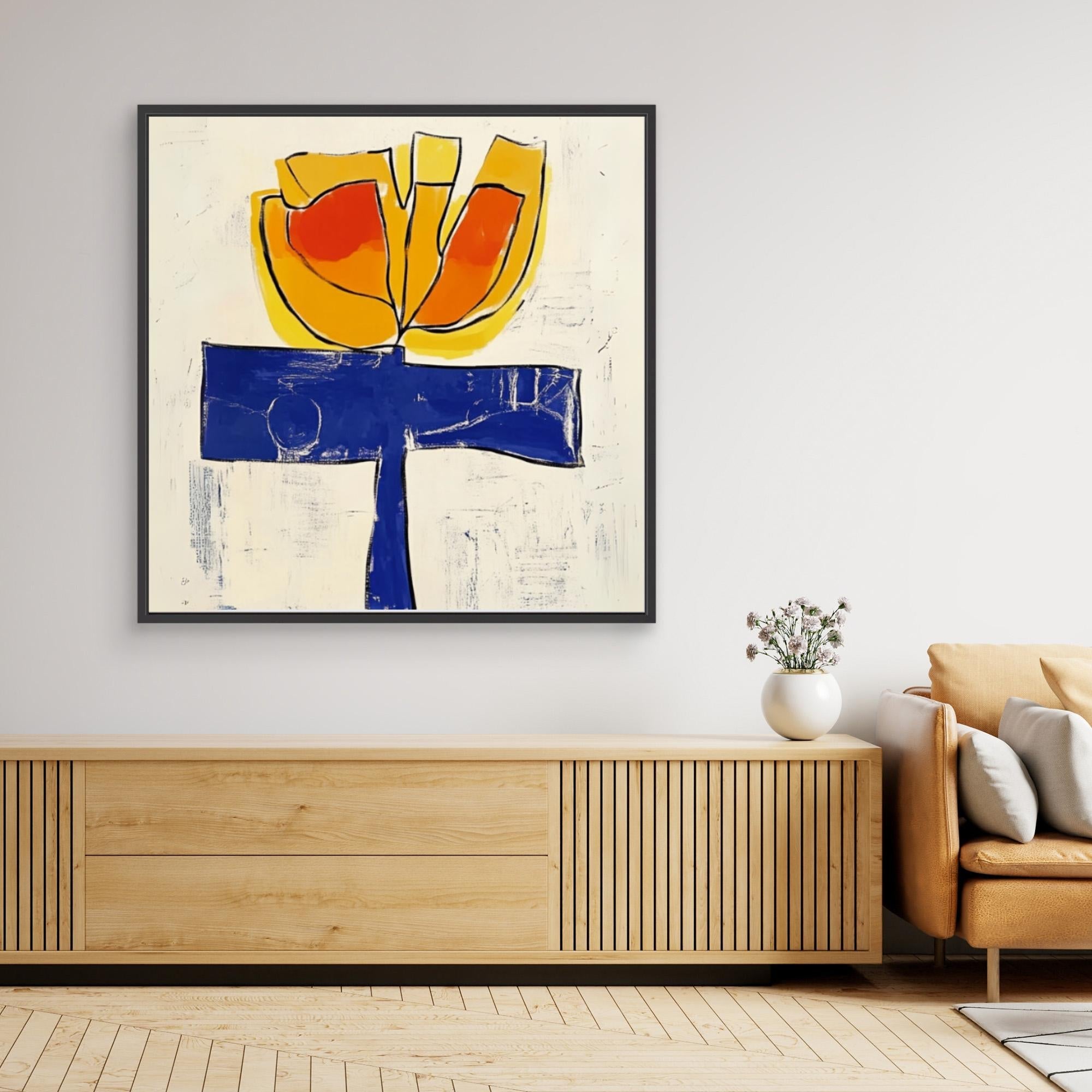 Canvas Print: "Flourish" – Abstract Floral Modern Art modern abstract canvas wall art by Rossetti Art – luxury interior design artwork for living room, bedroom, office – artistic flower crown bold floral portrait contemporary floral decor