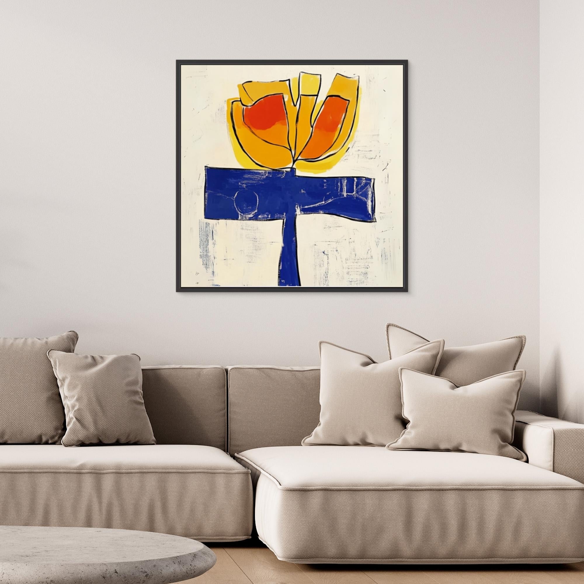 Canvas Print: "Flourish" – Abstract Floral Modern Art modern abstract canvas wall art by Rossetti Art – luxury interior design artwork for living room, bedroom, office – artistic flower crown bold floral portrait contemporary floral decor