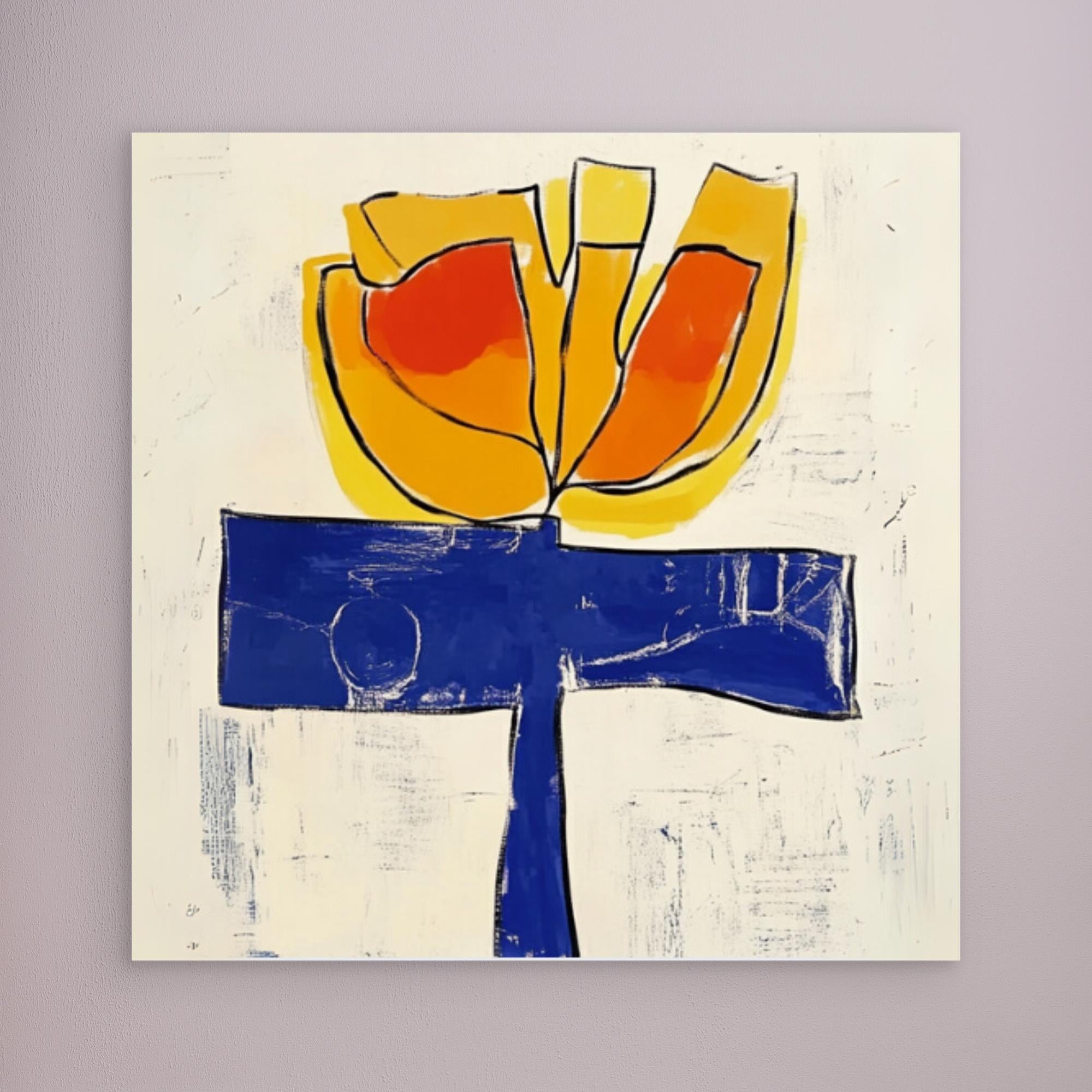 Canvas Print: "Flourish" – Abstract Floral Modern Art modern abstract canvas wall art by Rossetti Art – luxury interior design artwork for living room, bedroom, office – artistic flower crown bold floral portrait contemporary floral decor