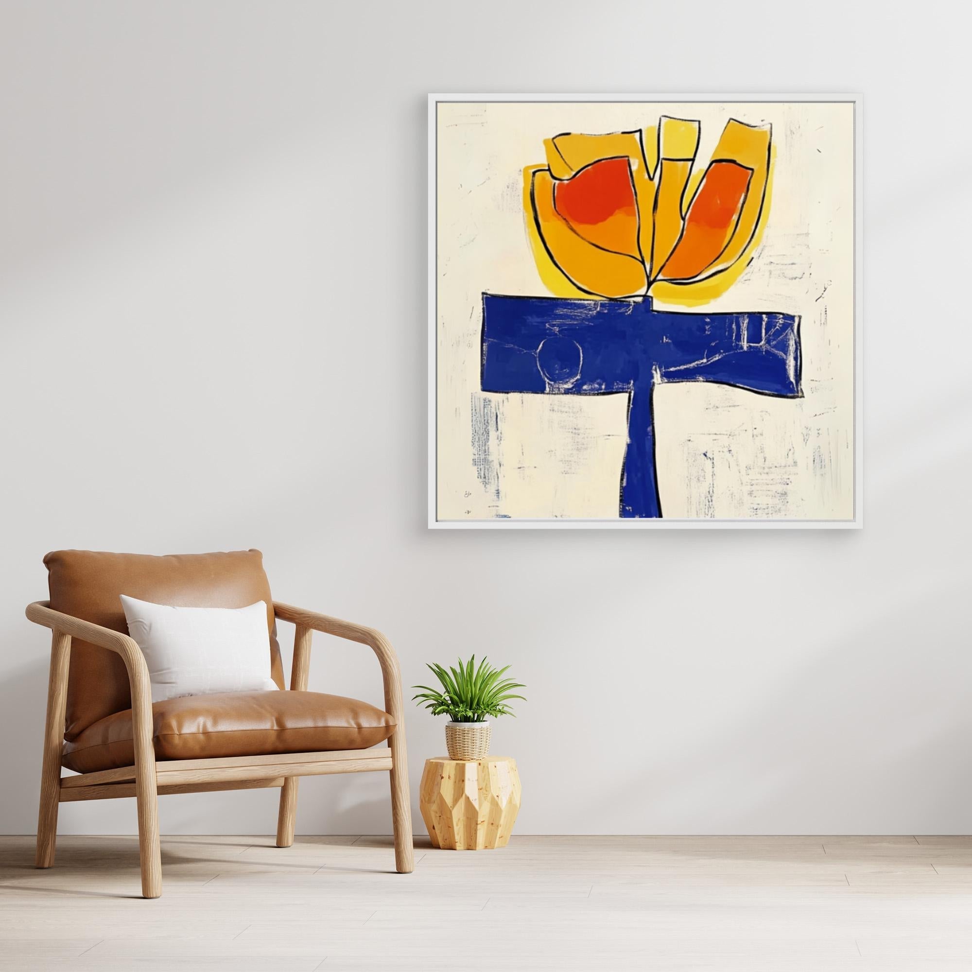 Canvas Print: "Flourish" – Abstract Floral Modern Art modern abstract canvas wall art by Rossetti Art – luxury interior design artwork for living room, bedroom, office – artistic flower crown bold floral portrait contemporary floral decor