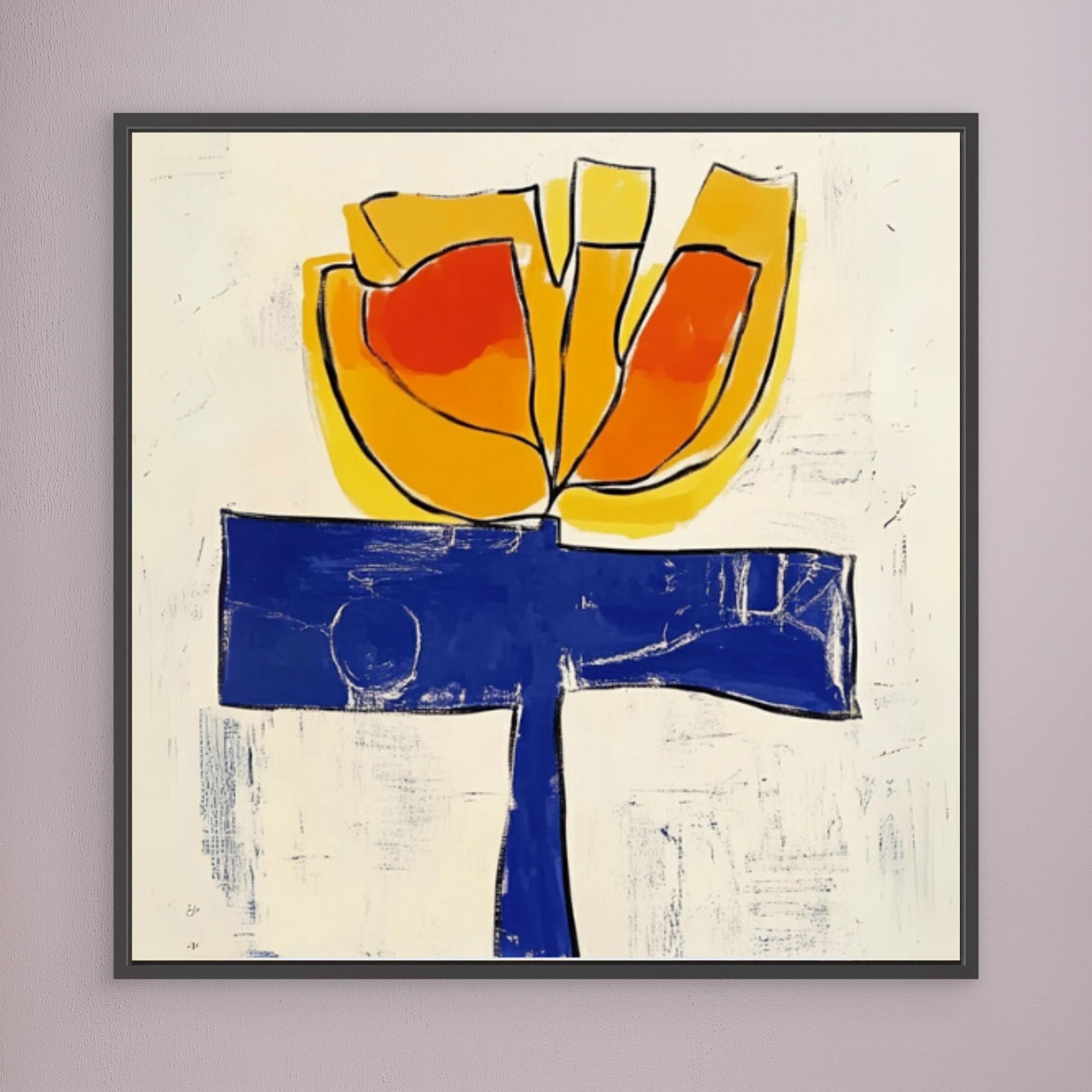 Canvas Print: "Flourish" – Abstract Floral Modern Art modern abstract canvas wall art by Rossetti Art – luxury interior design artwork for living room, bedroom, office – artistic flower crown bold floral portrait contemporary floral decor