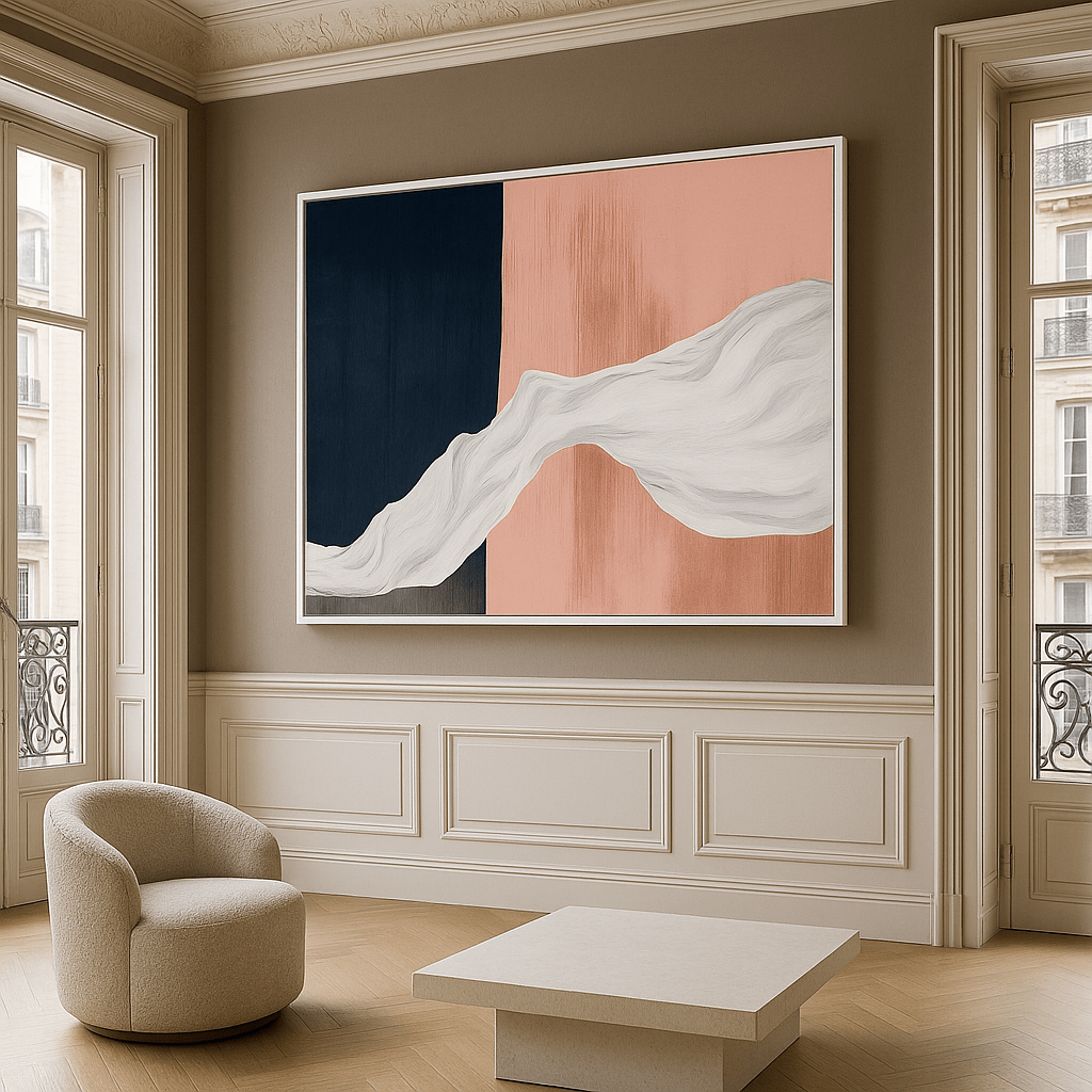 Canvas Print: "Flowing Contrast Harmony" - Modern Abstract Minimalist Wall Art modern abstract canvas wall art by Rossetti Art – luxury interior design artwork for living room, bedroom, office – contemporary art piece Contemporary Canvas Art Contemporary canvas print