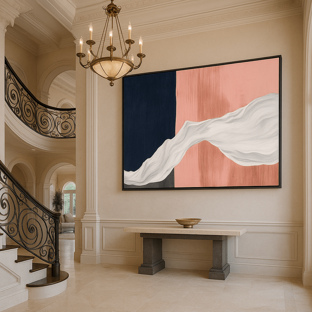 Canvas Print: "Flowing Contrast Harmony" - Modern Abstract Minimalist Wall Art modern abstract canvas wall art by Rossetti Art – luxury interior design artwork for living room, bedroom, office – contemporary art piece Contemporary Canvas Art Contemporary canvas print