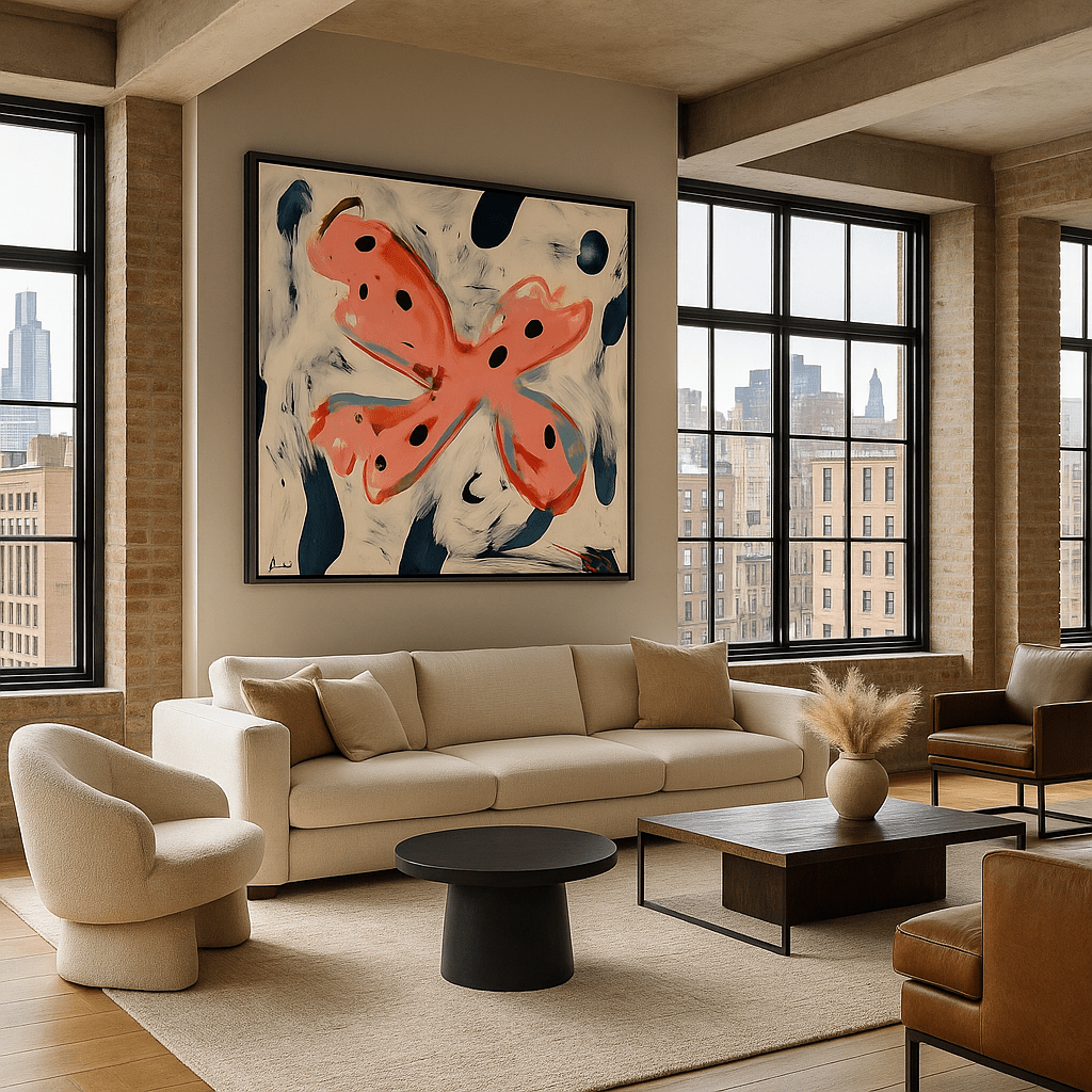 Canvas Print : "Flutter in Abstraction" - Abstract Butterfly Art Print modern abstract canvas wall art by Rossetti Art β luxury interior design artwork for living room, bedroom, office β contemporary art piece Contemporary Canvas Art Contemporary canvas print