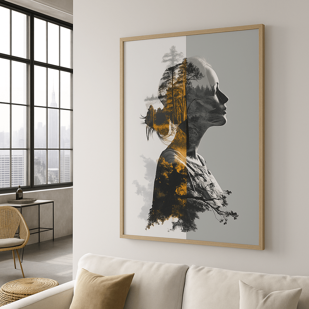 Canvas Print : Forest Within Her – Modern Double Exposure Canvas Wall Art - Chiara Rossetti