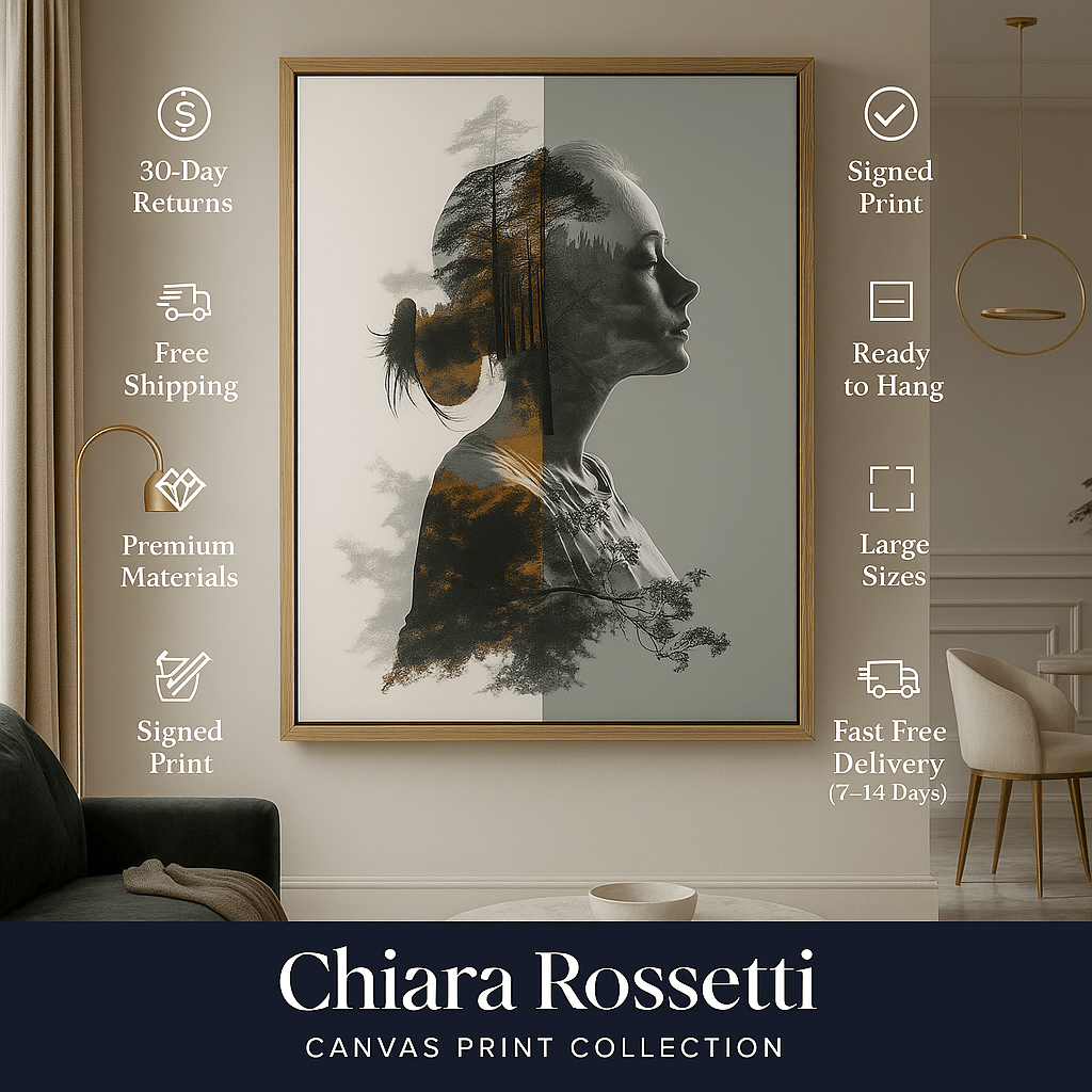 Canvas Print : Forest Within Her – Modern Double Exposure Canvas Wall Art - Chiara Rossetti