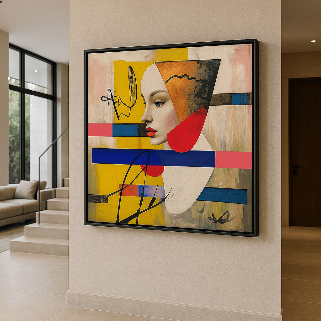 Canvas Print : Fragmented Elegance – Abstract Portrait Canvas Art modern abstract canvas wall art by Rossetti Art – luxury interior design artwork for living room, bedroom, office – contemporary wall painting modern art on canvas square abstract wall art