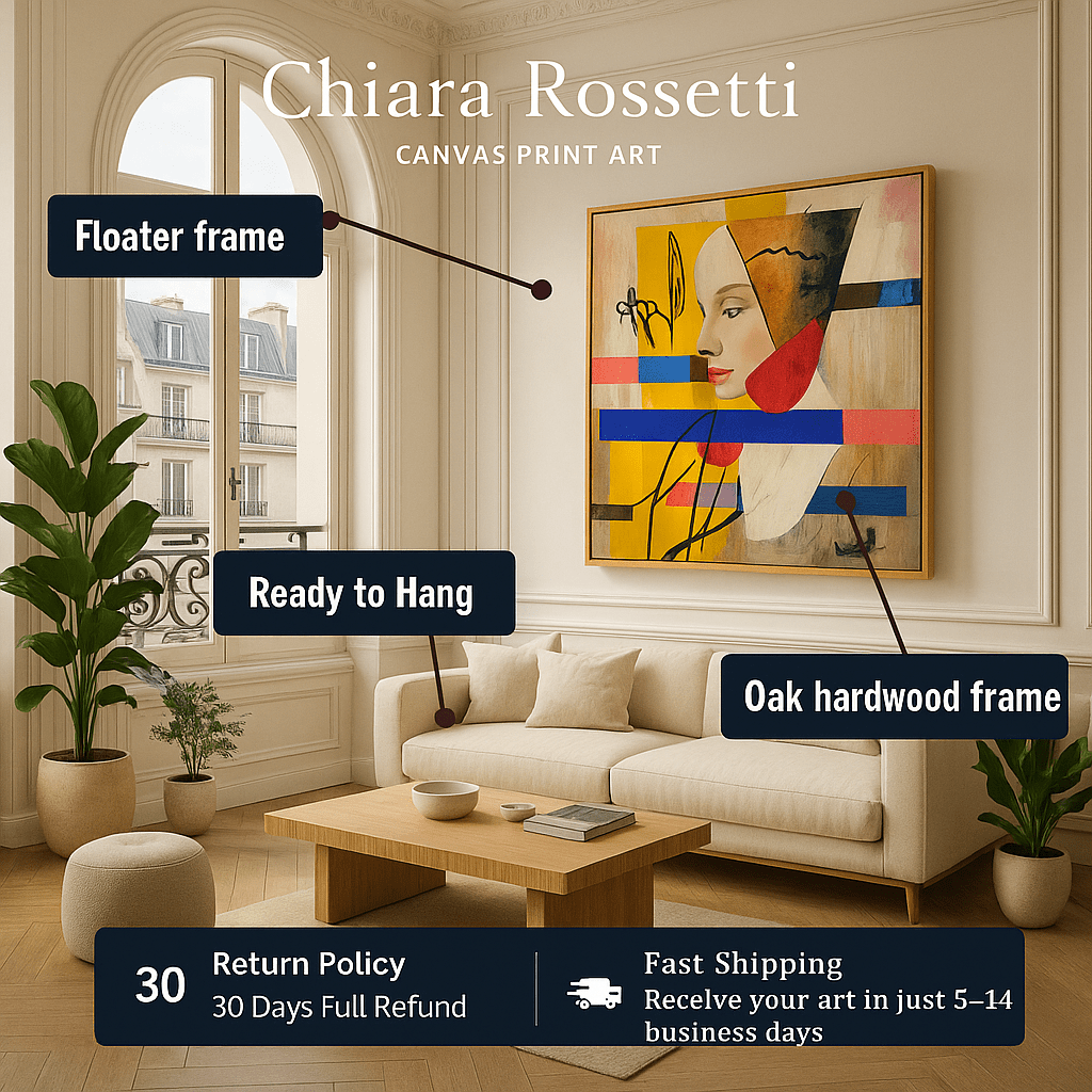 Canvas Print : Fragmented Elegance – Abstract Portrait Canvas Art modern abstract canvas wall art by Rossetti Art – luxury interior design artwork for living room, bedroom, office – contemporary wall painting modern art on canvas square abstract wall art