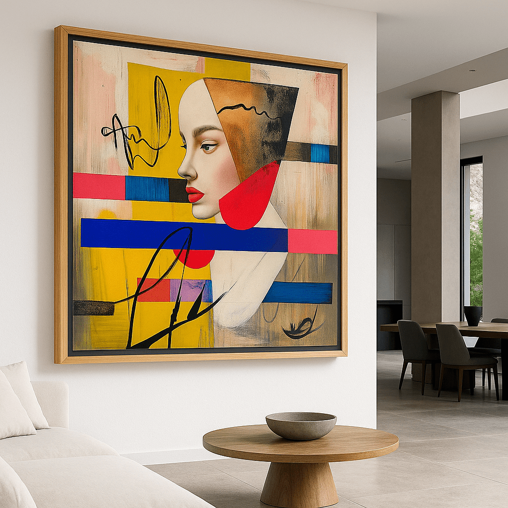 Canvas Print : Fragmented Elegance – Abstract Portrait Canvas Art modern abstract canvas wall art by Rossetti Art – luxury interior design artwork for living room, bedroom, office – contemporary wall painting modern art on canvas square abstract wall art