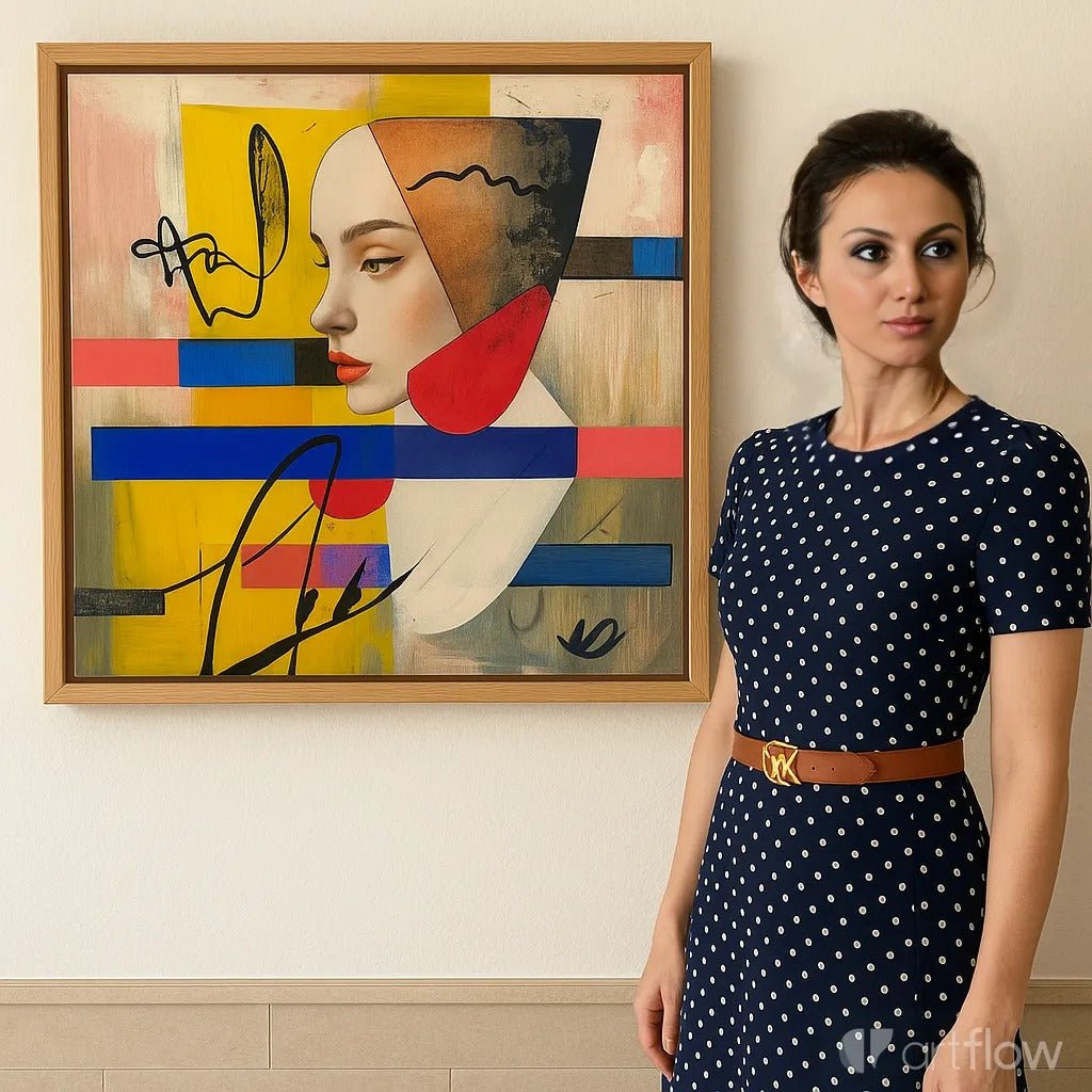 Canvas Print : Fragmented Elegance – Abstract Portrait Canvas Art modern abstract canvas wall art by Rossetti Art – luxury interior design artwork for living room, bedroom, office – contemporary wall painting modern art on canvas square abstract wall art