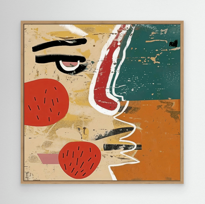 Canvas Print : "Fragmented Faces" - Abstract Cubist Portrait Art Print modern abstract canvas wall art by Rossetti Art β luxury interior design artwork for living room, bedroom, office β Minimalist abstract art Minimalist Abstract Canvas Art Minimalist Art for Sale