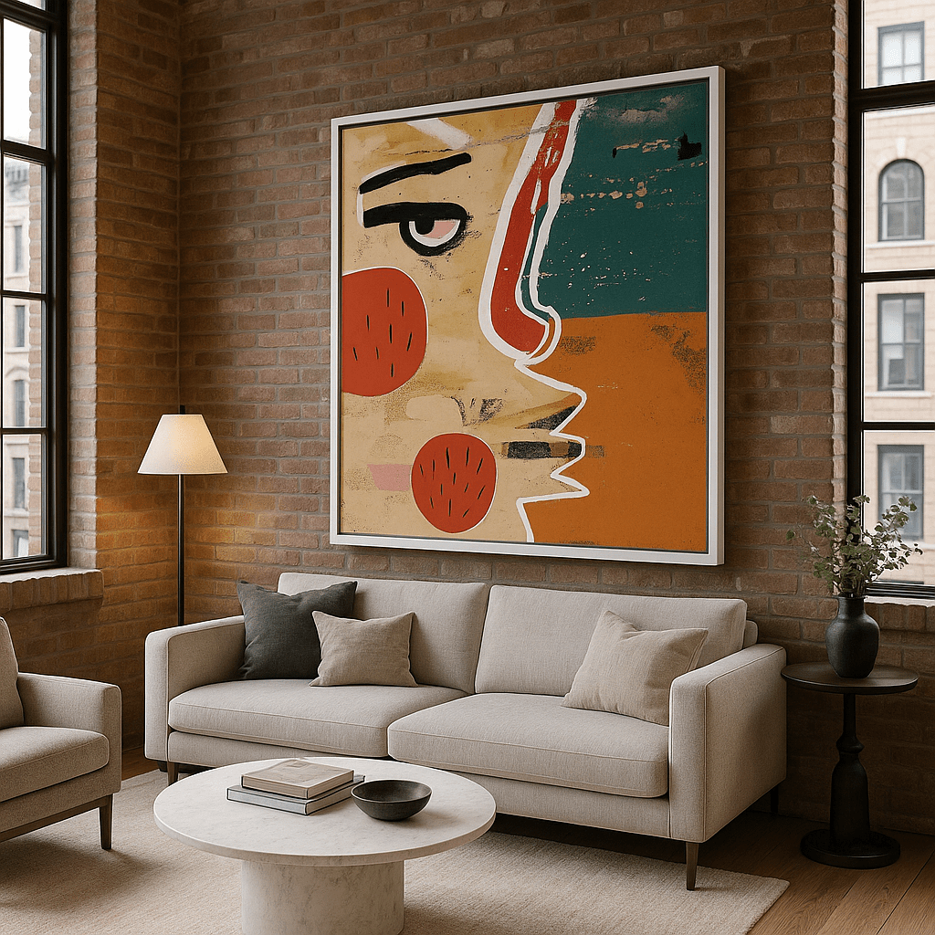 Canvas Print : "Fragmented Faces" - Abstract Cubist Portrait Art Print modern abstract canvas wall art by Rossetti Art β luxury interior design artwork for living room, bedroom, office β Minimalist abstract art Minimalist Abstract Canvas Art Minimalist Art for Sale