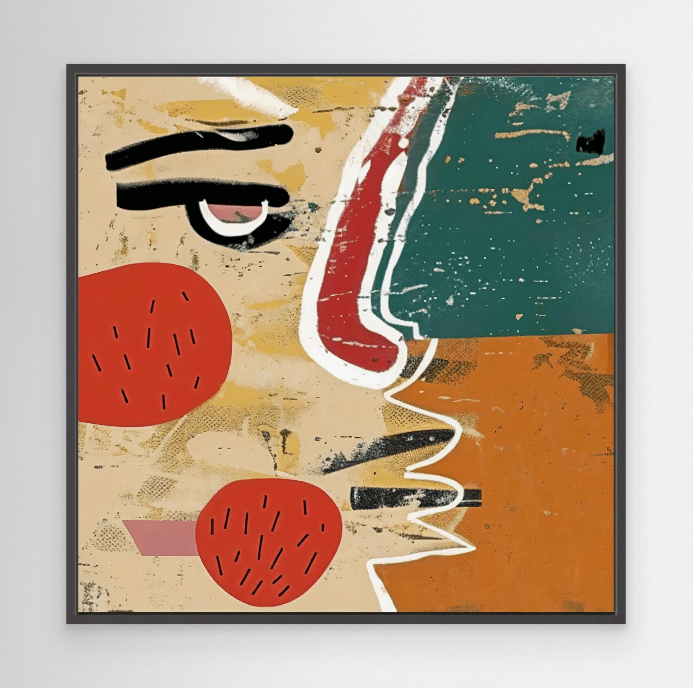 Canvas Print : "Fragmented Faces" - Abstract Cubist Portrait Art Print modern abstract canvas wall art by Rossetti Art β luxury interior design artwork for living room, bedroom, office β Minimalist abstract art Minimalist Abstract Canvas Art Minimalist Art for Sale