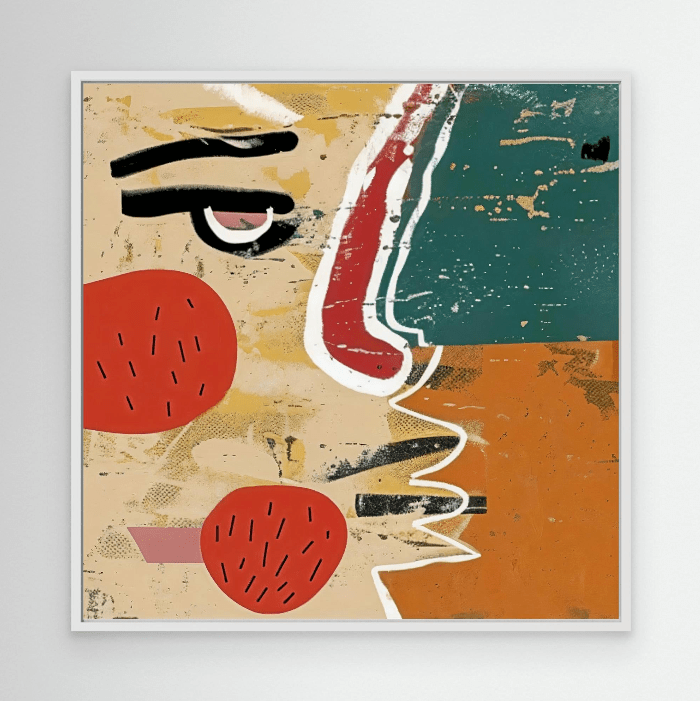 Canvas Print : "Fragmented Faces" - Abstract Cubist Portrait Art Print modern abstract canvas wall art by Rossetti Art β luxury interior design artwork for living room, bedroom, office β Minimalist abstract art Minimalist Abstract Canvas Art Minimalist Art for Sale