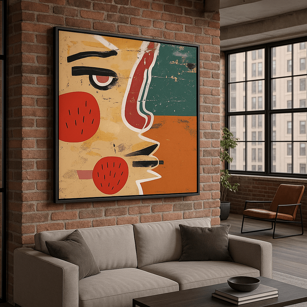 Canvas Print : "Fragmented Faces" - Abstract Cubist Portrait Art Print modern abstract canvas wall art by Rossetti Art β luxury interior design artwork for living room, bedroom, office β Minimalist abstract art Minimalist Abstract Canvas Art Minimalist Art for Sale