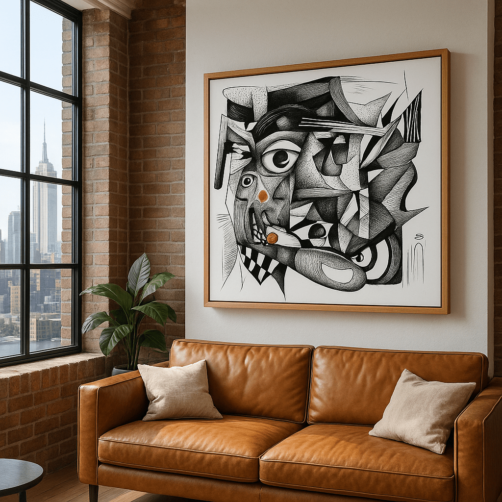 Canvas Print : "Fragmented Reflections" - Black & White Print Art modern abstract canvas wall art by Rossetti Art – luxury interior design artwork for living room, bedroom, office – Black And White Art Black and white artwork black and white canvas