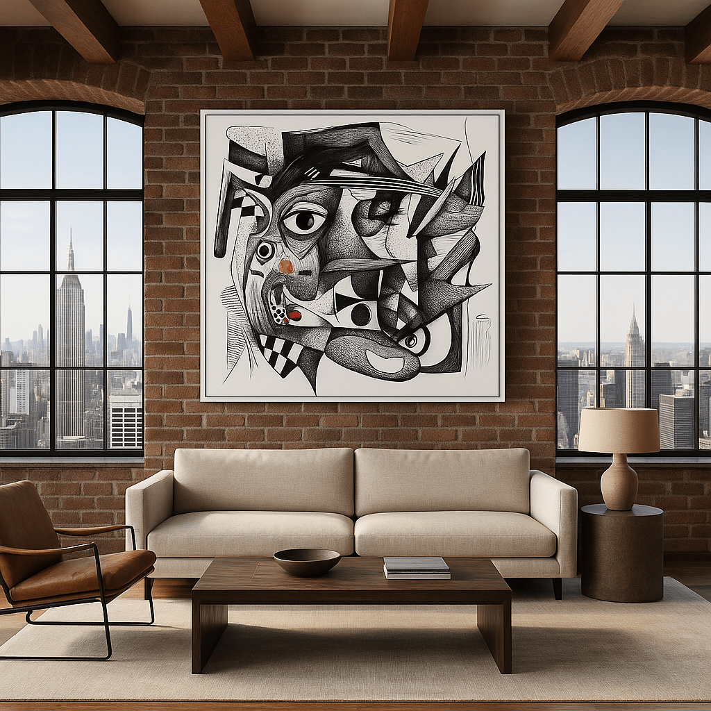 Canvas Print : "Fragmented Reflections" - Black & White Print Art modern abstract canvas wall art by Rossetti Art – luxury interior design artwork for living room, bedroom, office – Black And White Art Black and white artwork black and white canvas