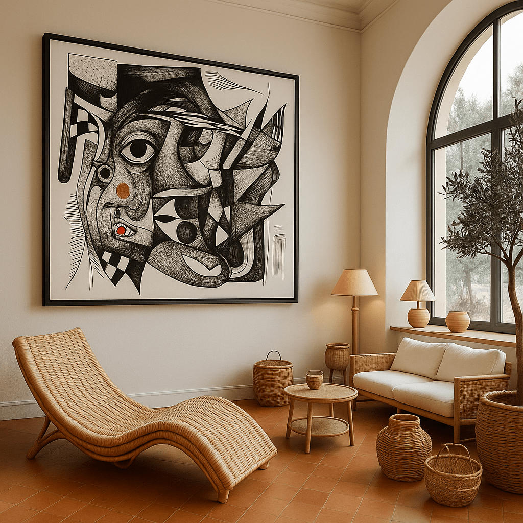 Canvas Print : "Fragmented Reflections" - Black & White Print Art modern abstract canvas wall art by Rossetti Art – luxury interior design artwork for living room, bedroom, office – Black And White Art Black and white artwork black and white canvas