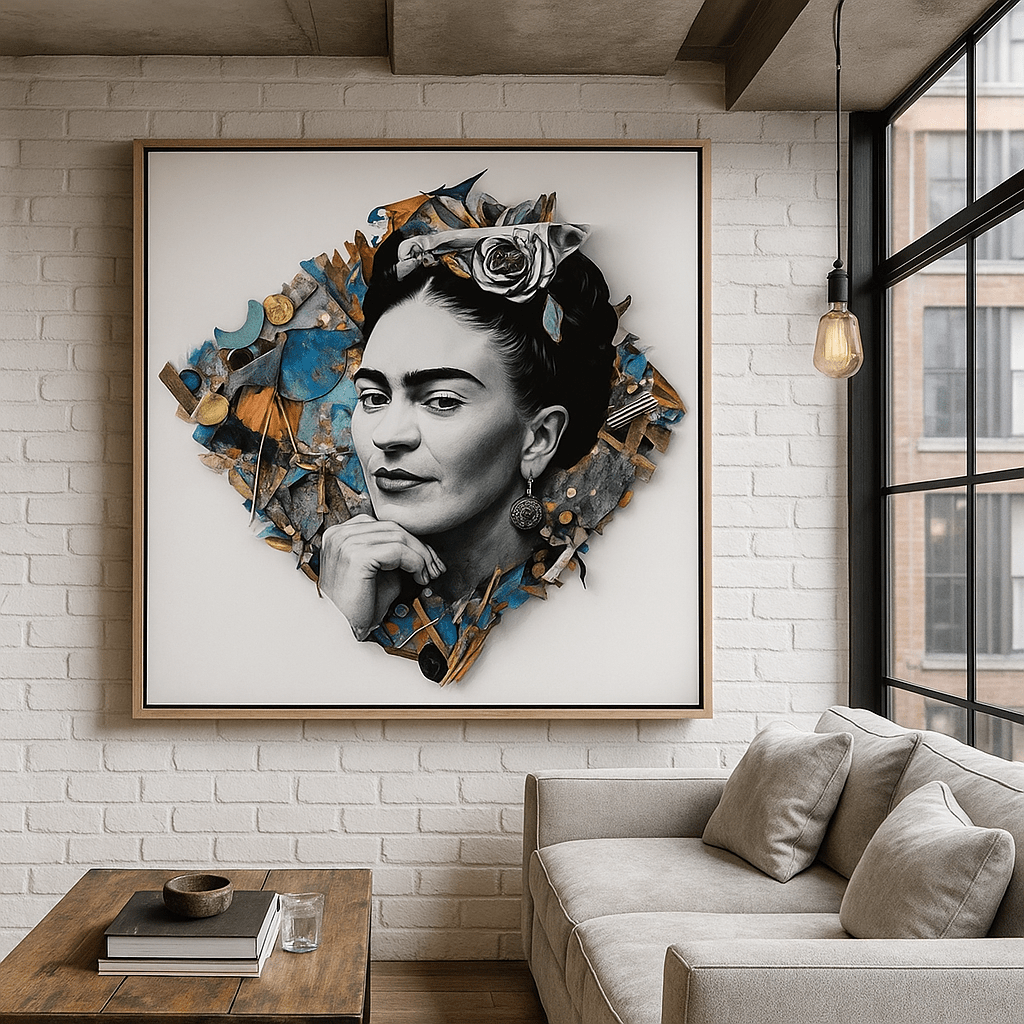 Canvas Print : Frida Kahlo Canvas Print Art – Bold Feminist Wall Decor modern abstract canvas wall art by Rossetti Art – luxury interior design artwork for living room, bedroom, office – Art gift for feminists Bold statement canvas Colorful portrait decor