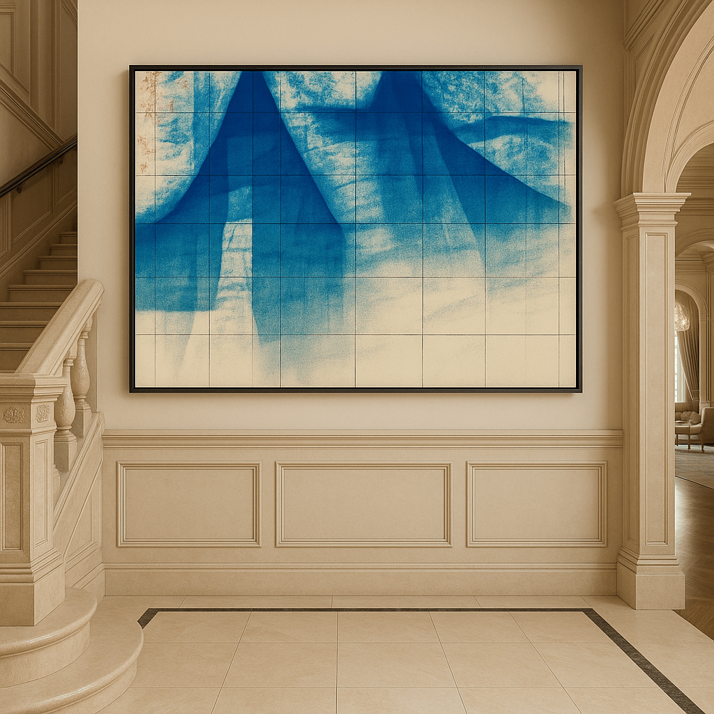 Canvas Print: "Frozen Peaks" – Cyanotype Art Prints Interior modern abstract canvas wall art by Rossetti Art – luxury interior design artwork for living room, bedroom, office – contemporary art piece Contemporary Canvas Art Contemporary canvas print