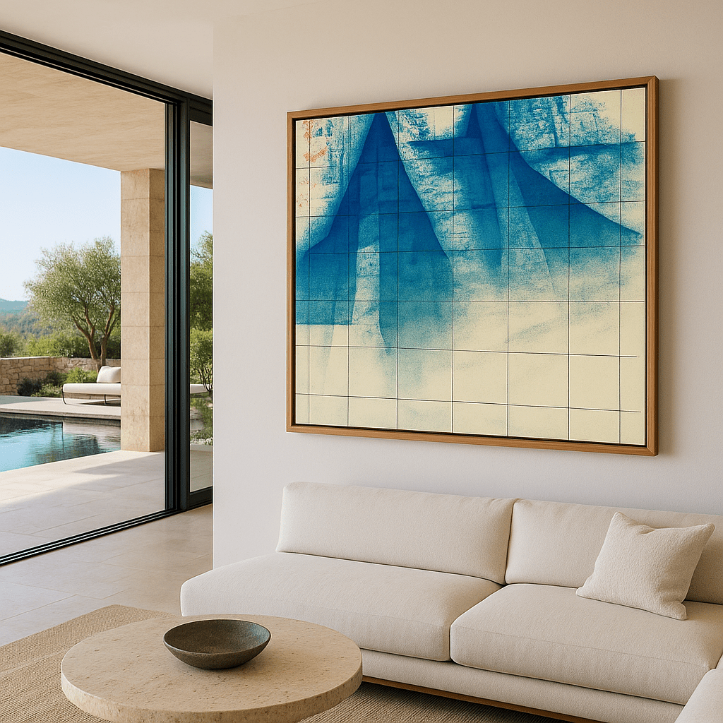 Canvas Print: "Frozen Peaks" – Cyanotype Art Prints Interior modern abstract canvas wall art by Rossetti Art – luxury interior design artwork for living room, bedroom, office – contemporary art piece Contemporary Canvas Art Contemporary canvas print