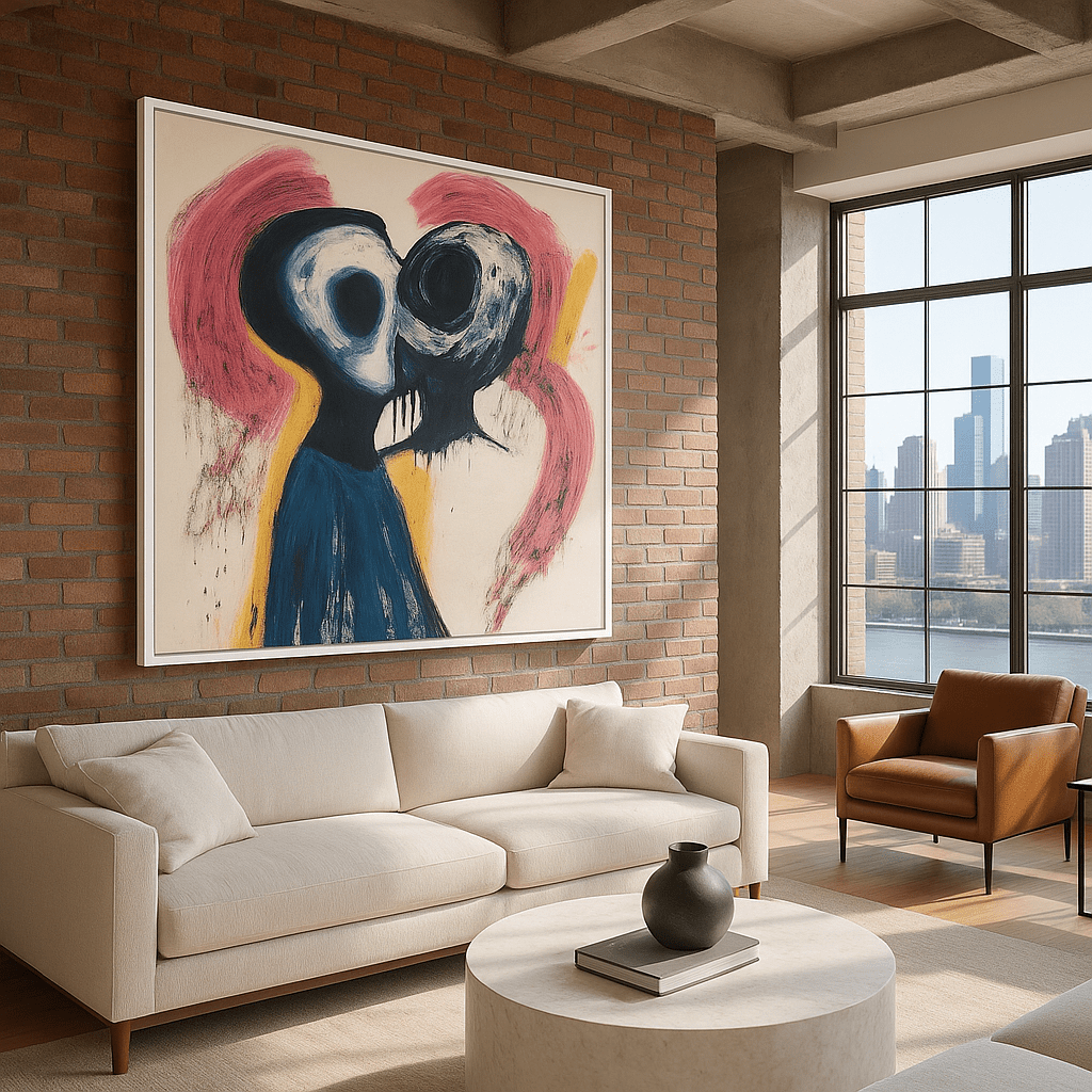 Canvas Print : "Fusion of Souls" - Figurative Print Art modern abstract canvas wall art by Rossetti Art – luxury interior design artwork for living room, bedroom, office – contemporary art piece Contemporary Canvas Art Contemporary canvas print