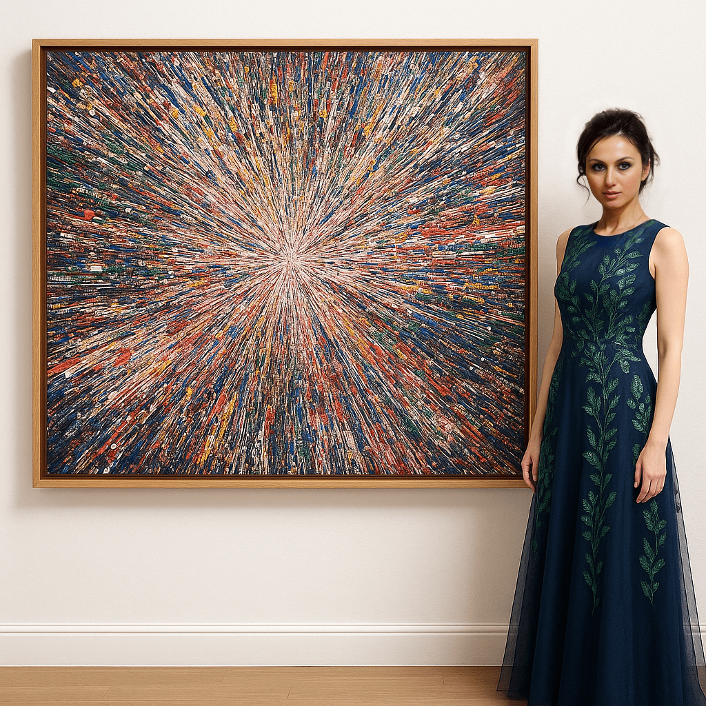 Canvas Print: "Galactic Energy Burst" - Abstract Explosion Wall Art modern abstract canvas wall art by Rossetti Art – luxury interior design artwork for living room, bedroom, office – Cosmic Energy Wall Art Cosmic Explosion Art Energy Burst Art