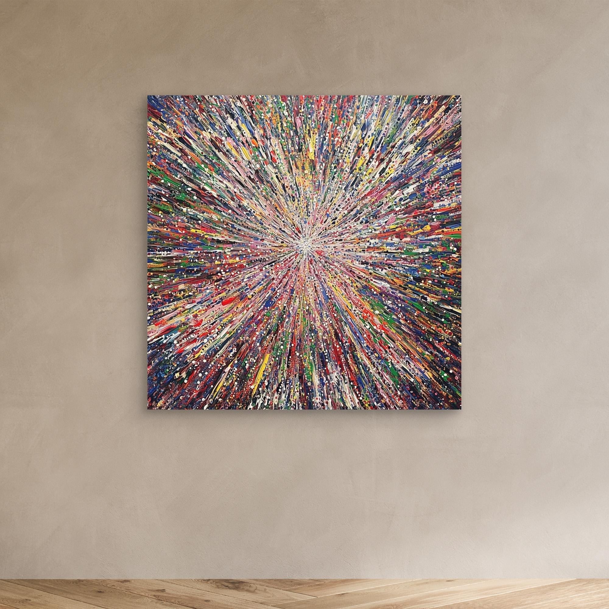 Canvas Print: "Galactic Energy Burst" - Abstract Explosion Wall Art modern abstract canvas wall art by Rossetti Art – luxury interior design artwork for living room, bedroom, office – Cosmic Energy Wall Art Cosmic Explosion Art Energy Burst Art