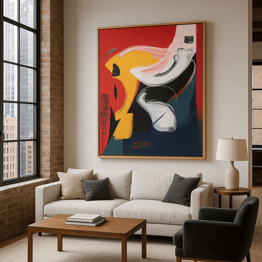 Canvas Print : "Geometric Flow" – Geometric Modern Print. modern abstract canvas wall art by Rossetti Art – luxury interior design artwork for living room, bedroom, office – Abstract Grid Art Color Dot Canvas