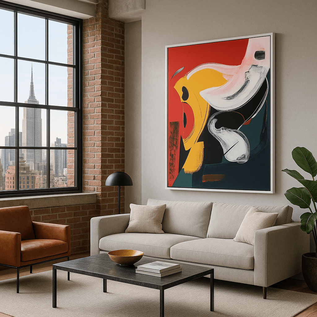 Canvas Print : "Geometric Flow" – Geometric Modern Print. modern abstract canvas wall art by Rossetti Art – luxury interior design artwork for living room, bedroom, office – Abstract Grid Art Color Dot Canvas