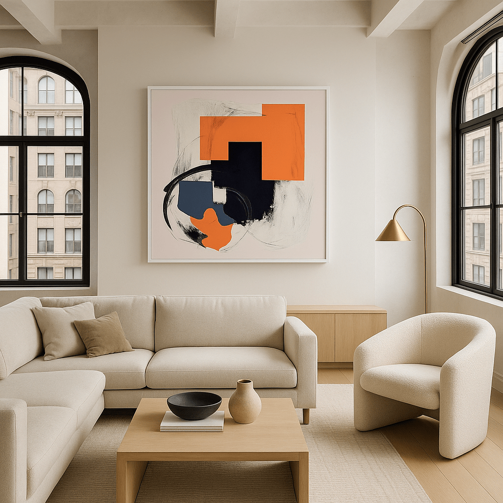 Canvas Print : "Geometric Harmony" - Abstract Wall Art Print modern abstract canvas wall art by Rossetti Art β luxury interior design artwork for living room, bedroom, office β Minimalist abstract art Minimalist Abstract Canvas Art Minimalist Art for Sale