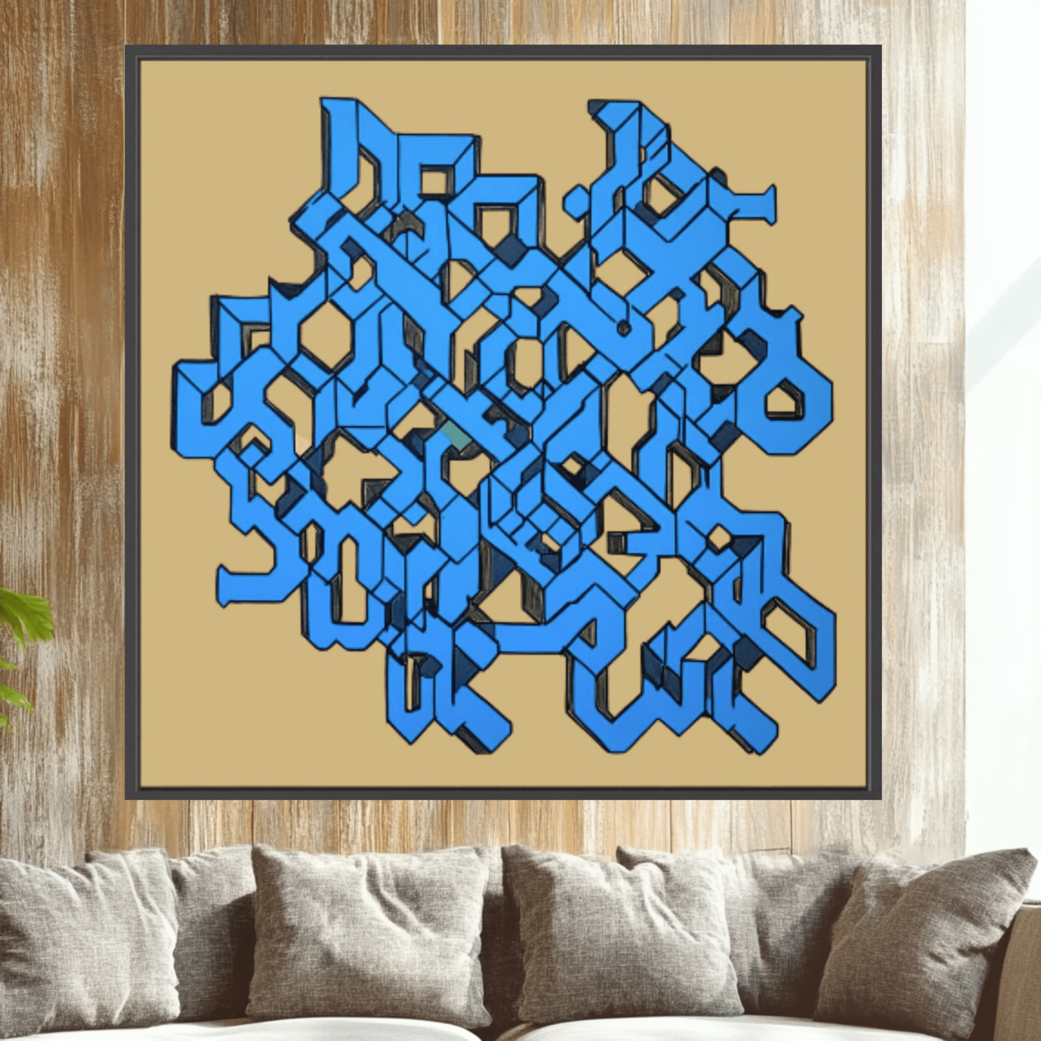 Canvas Print: "Geometric Labyrinth" - Abstract Modern Wall Art modern abstract canvas wall art by Rossetti Art – luxury interior design artwork for living room, bedroom, office – Abstract geometric canvas print Contemporary bold shape artwork Large abstract statement wall decor