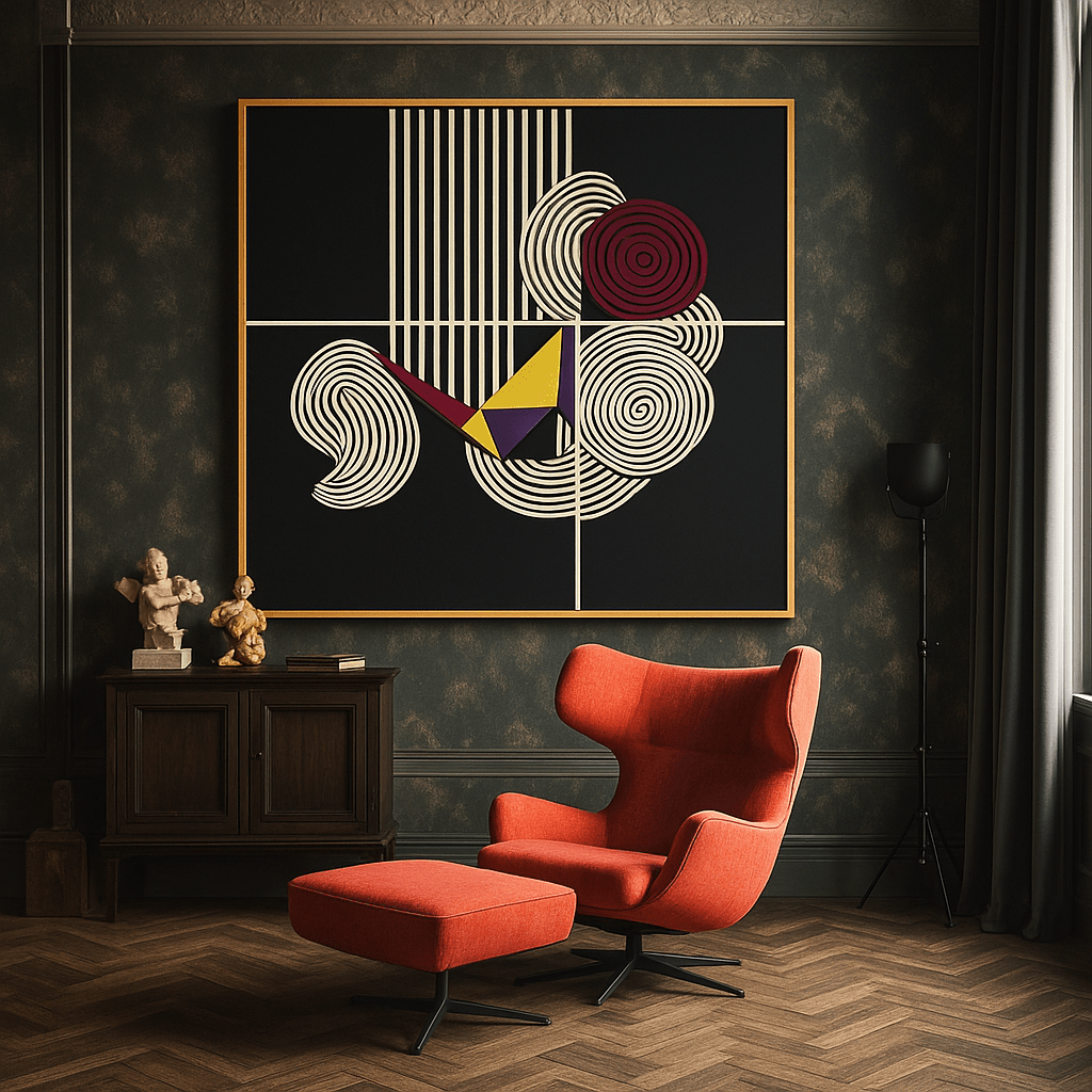 Canvas Print: Geometric Pulse – Abstract Wall Art for Modern Interiors modern abstract canvas wall art by Rossetti Art – luxury interior design artwork for living room, bedroom, office – creative studio decor Geometric Abstract Art industrial style art