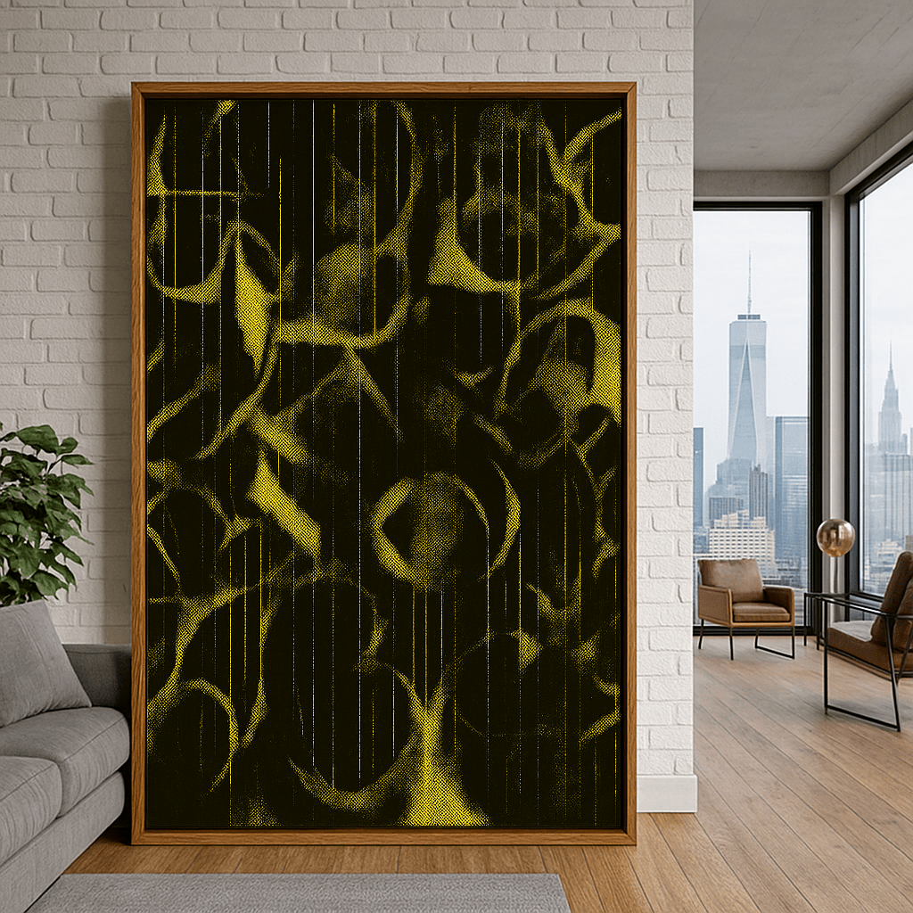 Canvas Print : "Golden Black Shadows" – Abstract Black & Yellow Canvas Art | Modern Wall Decor | Rossetti Art