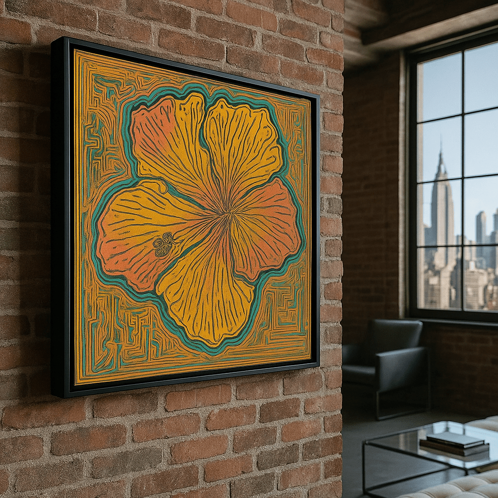 Canvas Print: Golden Bloom – Modern Abstract Floral Original Painting by Chiara Rossetti modern abstract canvas wall art by Rossetti Art – luxury interior design artwork for living room, bedroom, office – abstract wall art canvas print art Chiara Rossetti