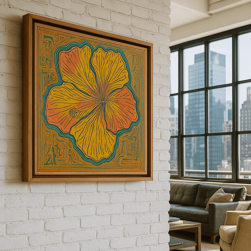 Canvas Print: Golden Bloom – Modern Abstract Floral Original Painting by Chiara Rossetti modern abstract canvas wall art by Rossetti Art – luxury interior design artwork for living room, bedroom, office – abstract wall art canvas print art Chiara Rossetti