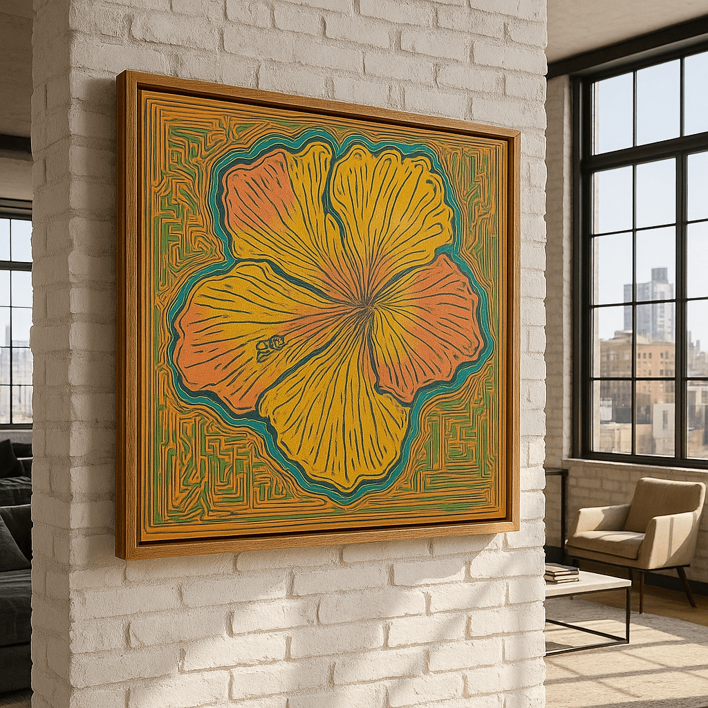 Canvas Print: Golden Bloom – Modern Abstract Floral Original Painting by Chiara Rossetti modern abstract canvas wall art by Rossetti Art – luxury interior design artwork for living room, bedroom, office – abstract wall art canvas print art Chiara Rossetti