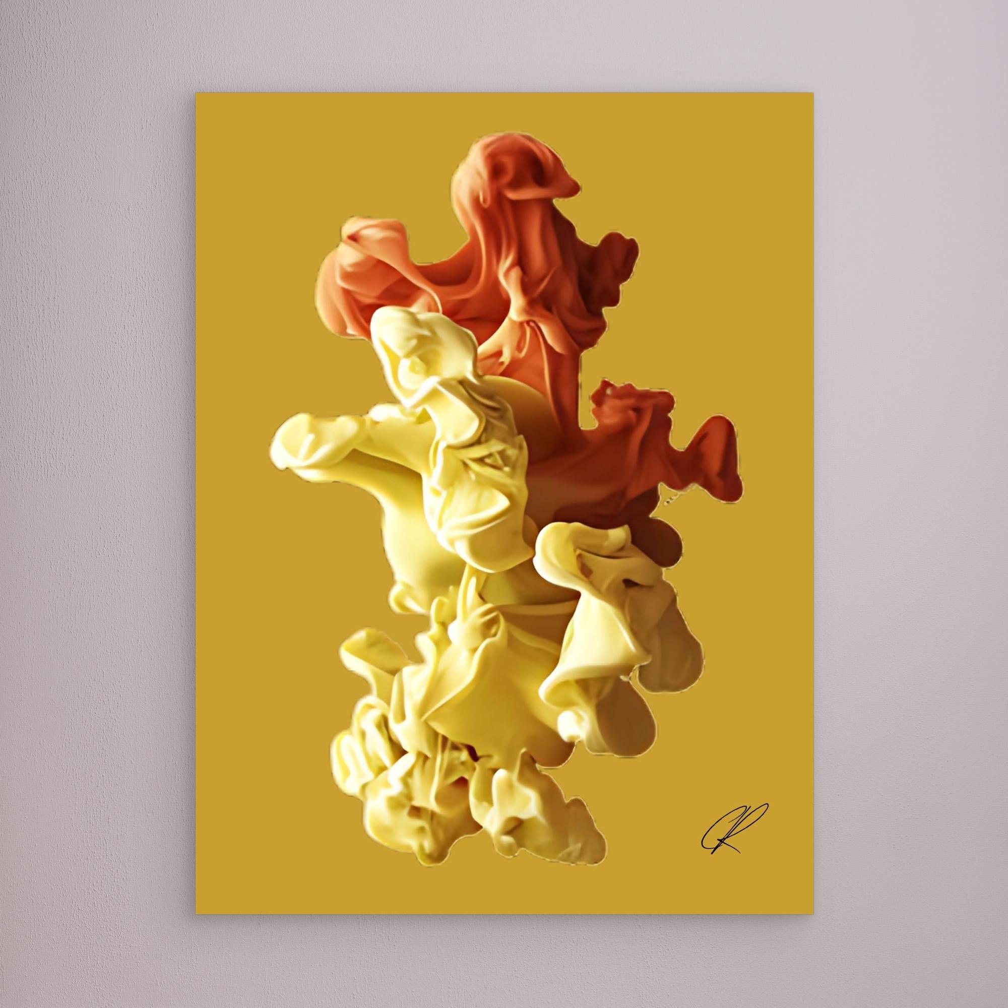 Canvas Print: Golden Ember Bloom – Contemporary Canvas Wall Art modern abstract canvas wall art by Rossetti Art – luxury interior design artwork for living room, bedroom, office – Abstract Canvas Art Creative Wall Piece Framed Canvas Artwork