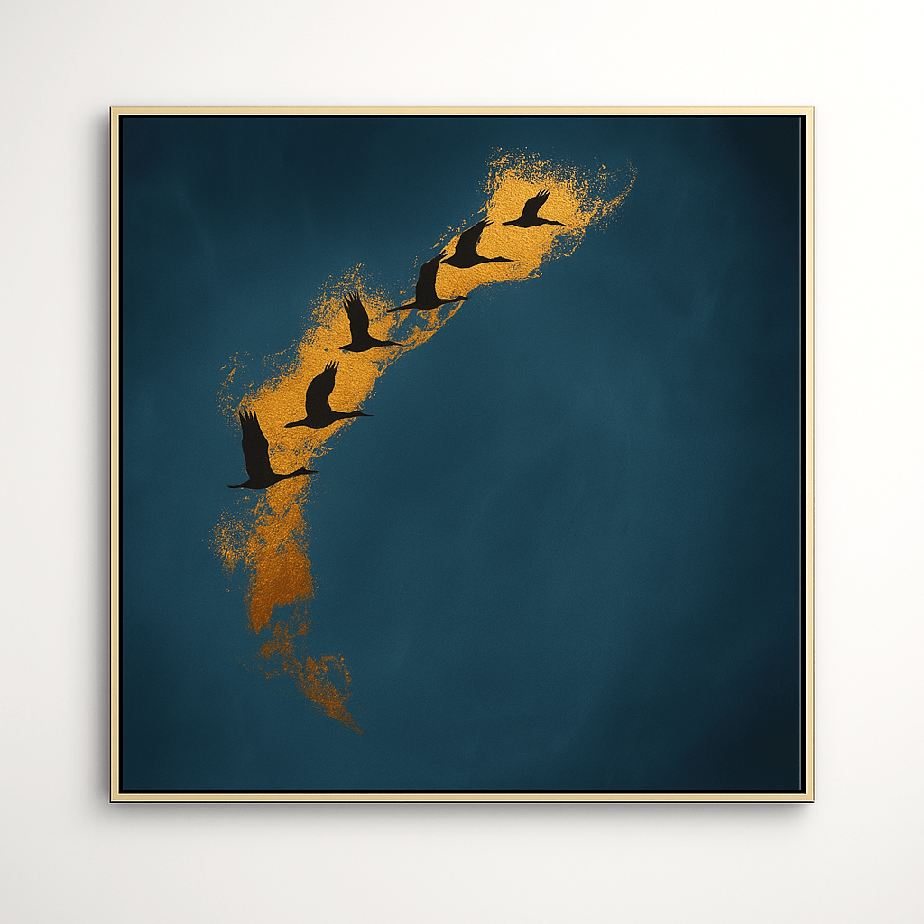 Canvas Print: Golden Flight – Abstract Minimalist Canvas Print for Modern Homes modern abstract canvas wall art by Rossetti Art – luxury interior design artwork for living room, bedroom, office – abstract wall art canvas print art Chiara Rossetti