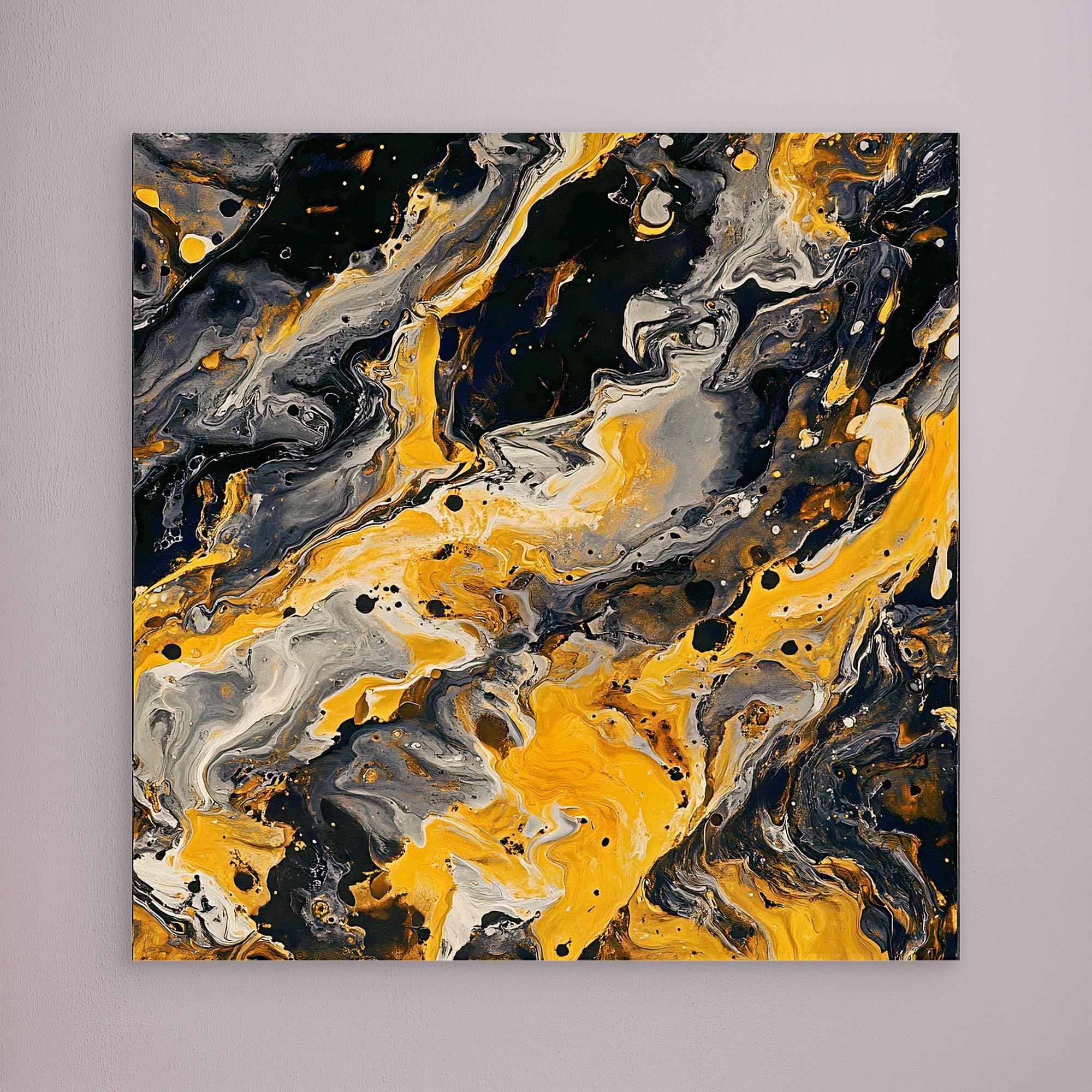Canvas Print: "Golden Fluid Chaos" - Abstract Art Wall Decor - Chiara Rossetti