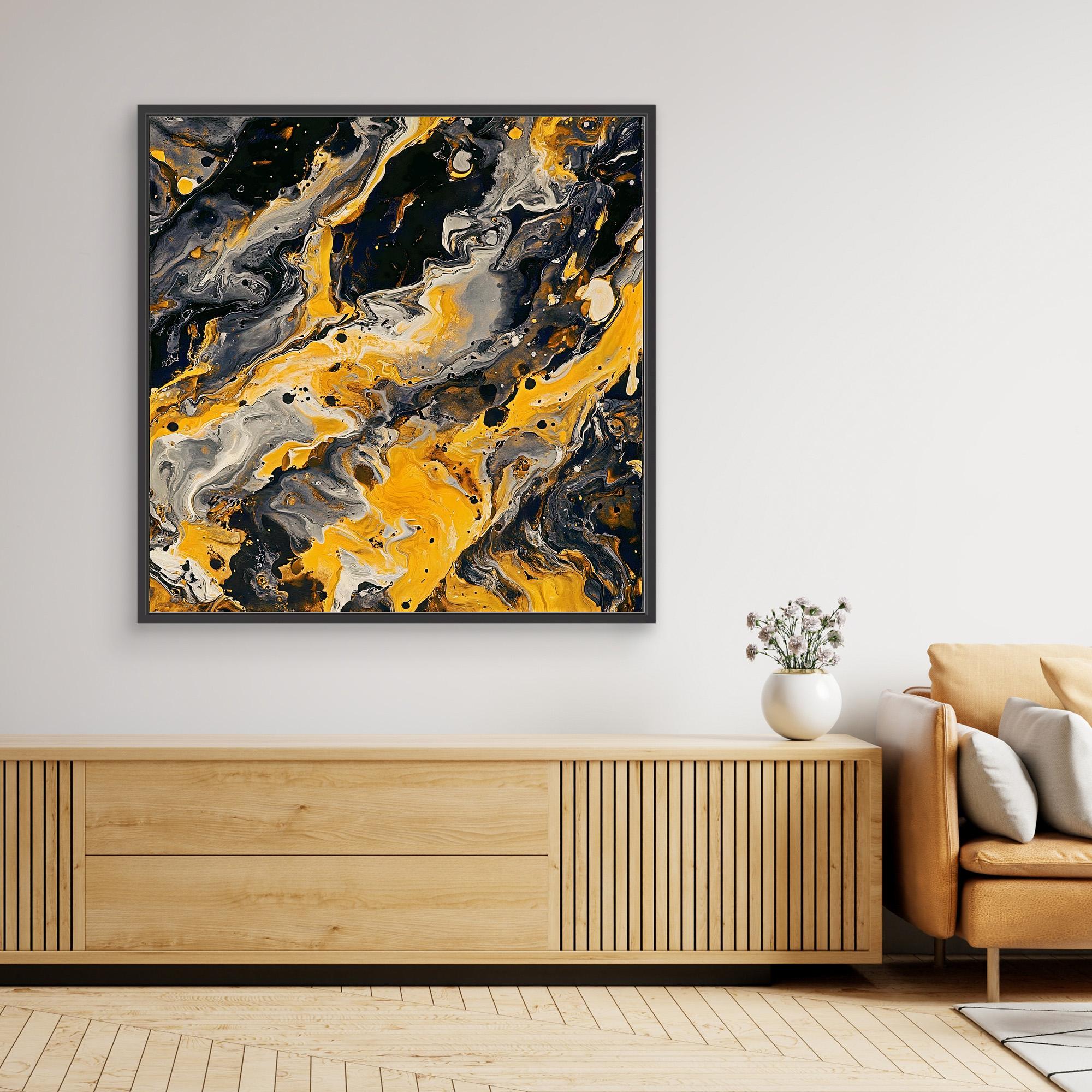 Canvas Print: "Golden Fluid Chaos" - Abstract Art Wall Decor - Chiara Rossetti