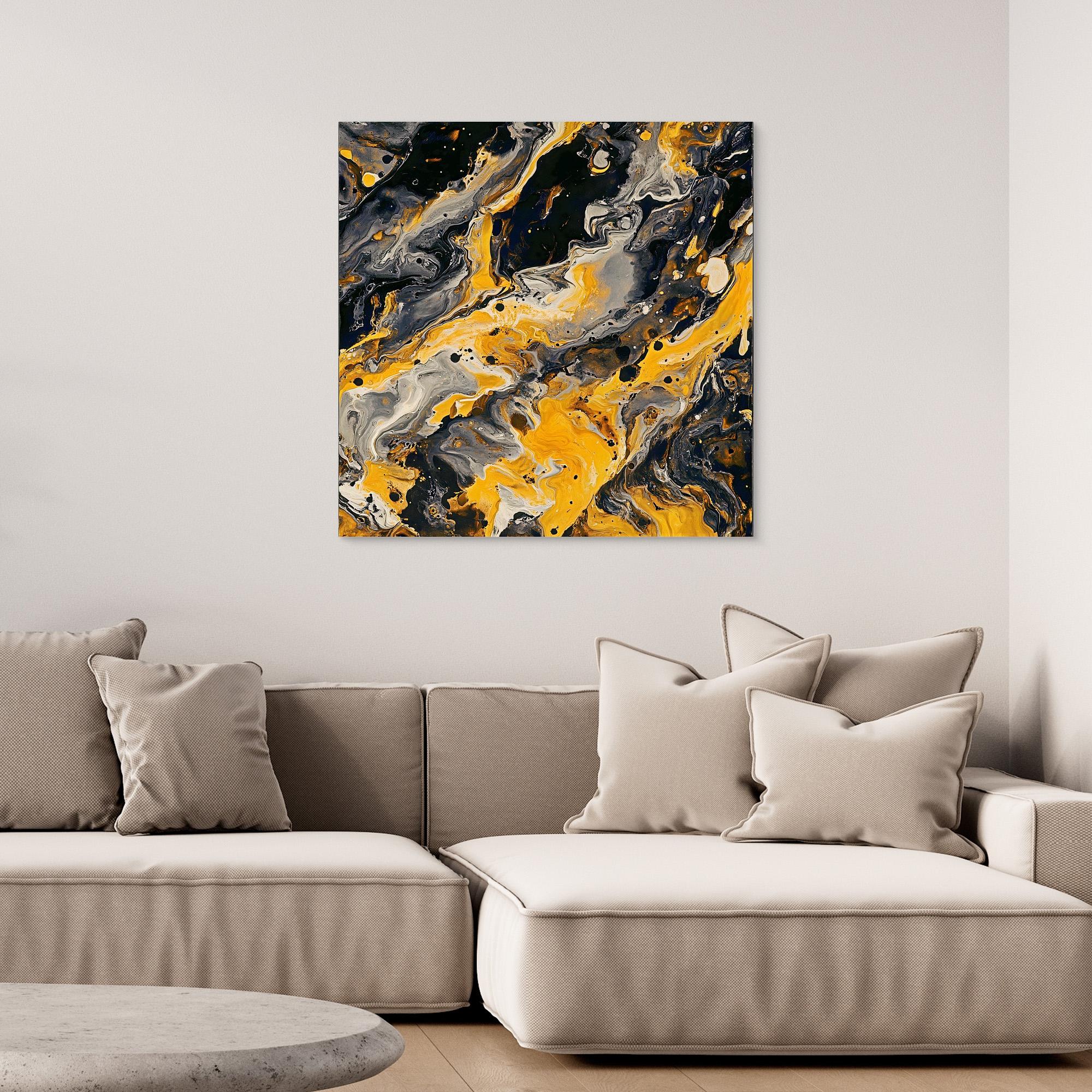 Canvas Print: "Golden Fluid Chaos" - Abstract Art Wall Decor - Chiara Rossetti