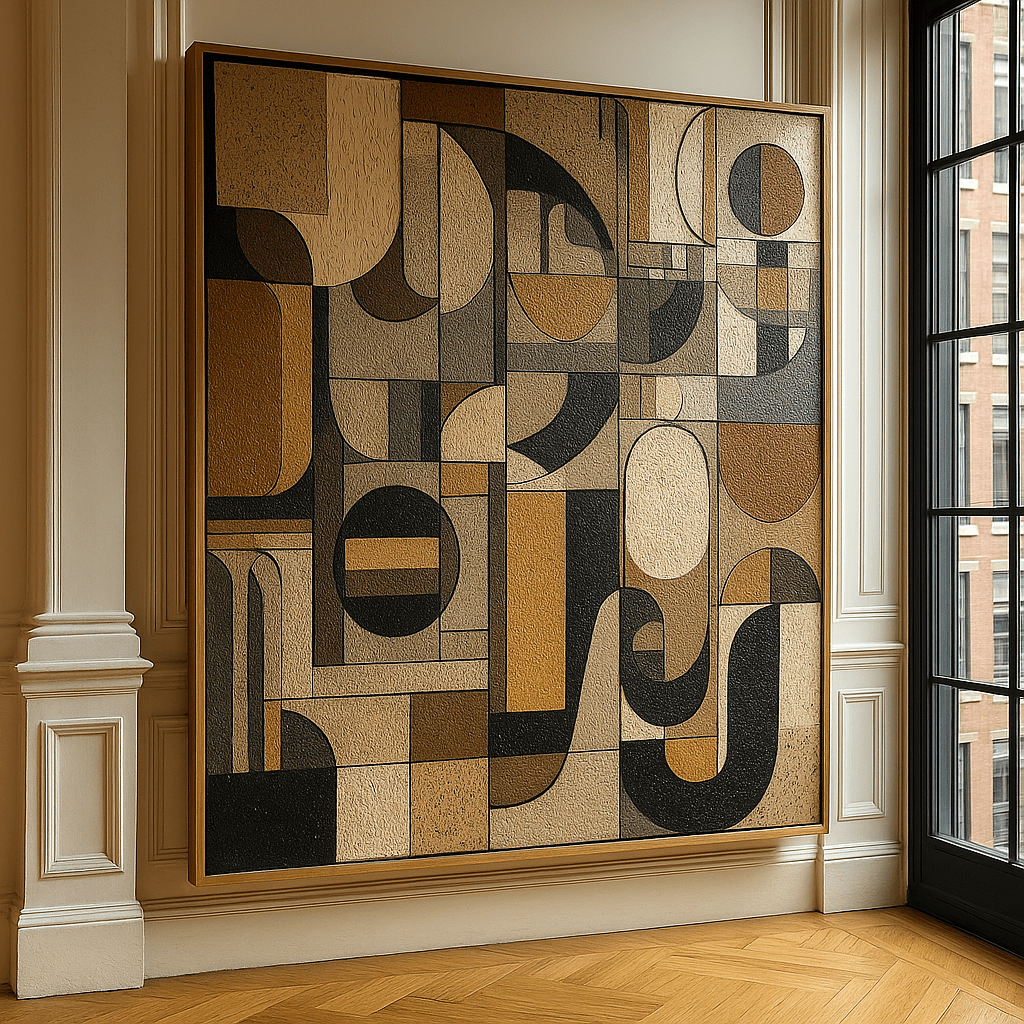 Canvas Print: Golden Geometry – Modern Abstract Canvas Print | Luxury Wall Art by Chiara Rossetti modern abstract canvas wall art by Rossetti Art – luxury interior design artwork for living room, bedroom, office – abstract wall art contemporary wall design framed abstract canvas