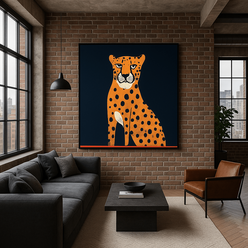 Canvas Print : "Golden Grace" - Cheetah Wall Art modern abstract canvas wall art by Rossetti Art – luxury interior design artwork for living room, bedroom, office – contemporary art piece Contemporary Canvas Art Contemporary canvas print