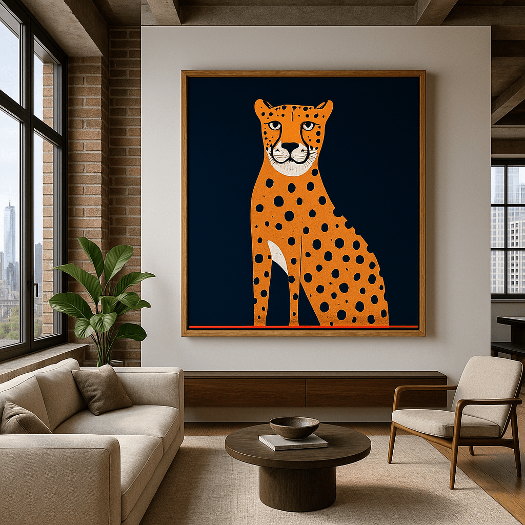 Canvas Print : "Golden Grace" - Cheetah Wall Art modern abstract canvas wall art by Rossetti Art – luxury interior design artwork for living room, bedroom, office – contemporary art piece Contemporary Canvas Art Contemporary canvas print