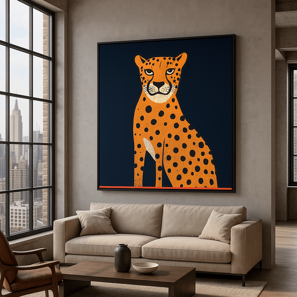 Canvas Print : "Golden Grace" - Cheetah Wall Art modern abstract canvas wall art by Rossetti Art – luxury interior design artwork for living room, bedroom, office – contemporary art piece Contemporary Canvas Art Contemporary canvas print