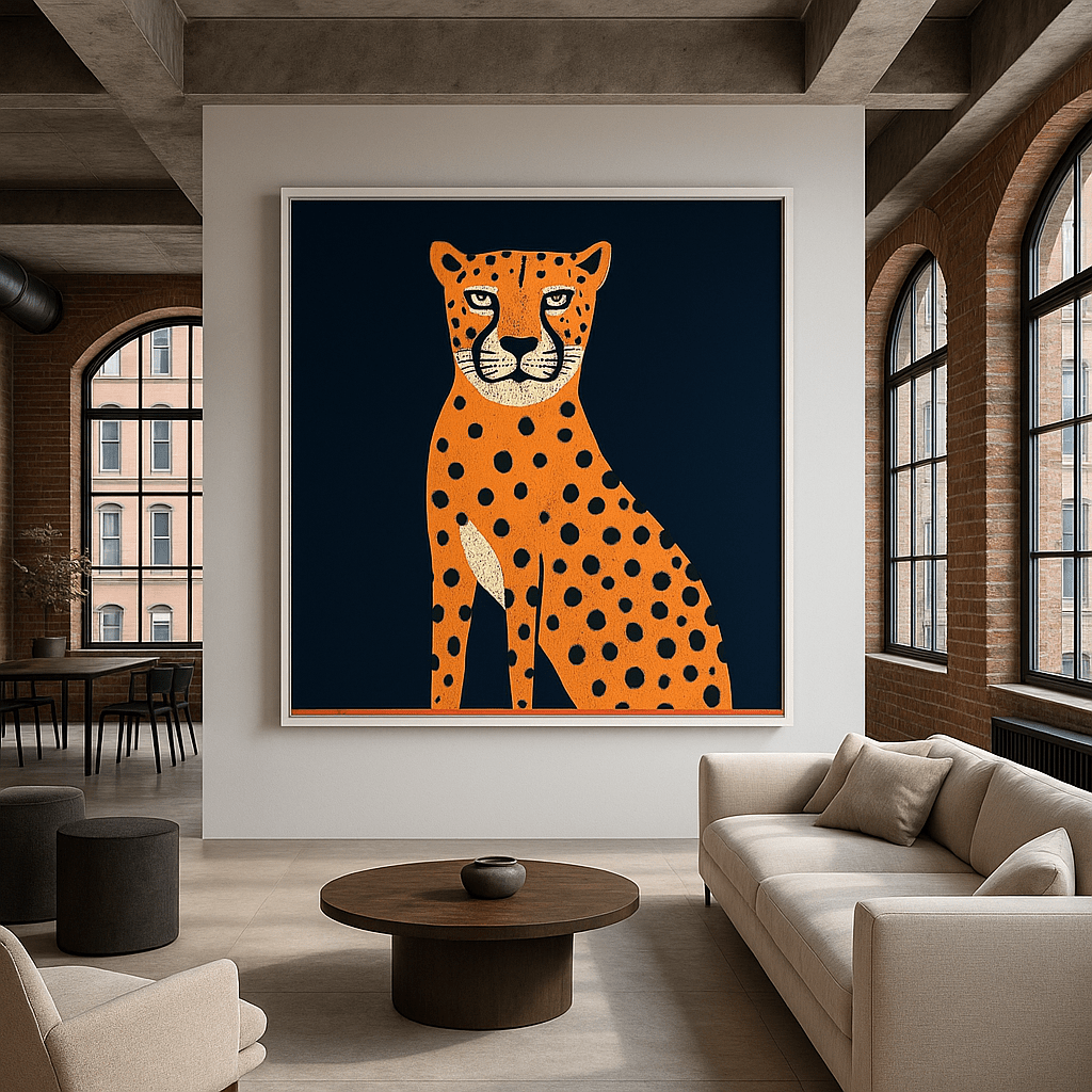 Canvas Print : "Golden Grace" - Cheetah Wall Art modern abstract canvas wall art by Rossetti Art – luxury interior design artwork for living room, bedroom, office – contemporary art piece Contemporary Canvas Art Contemporary canvas print