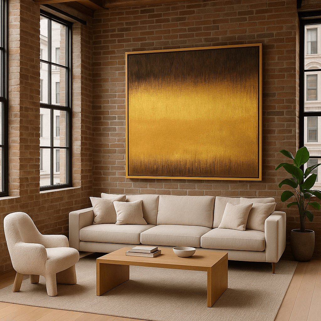 Canvas Print : "Golden Horizon Glow" - Modern Minimalist Print modern abstract canvas wall art by Rossetti Art β luxury interior design artwork for living room, bedroom, office β contemporary art piece Contemporary Canvas Art Contemporary canvas print