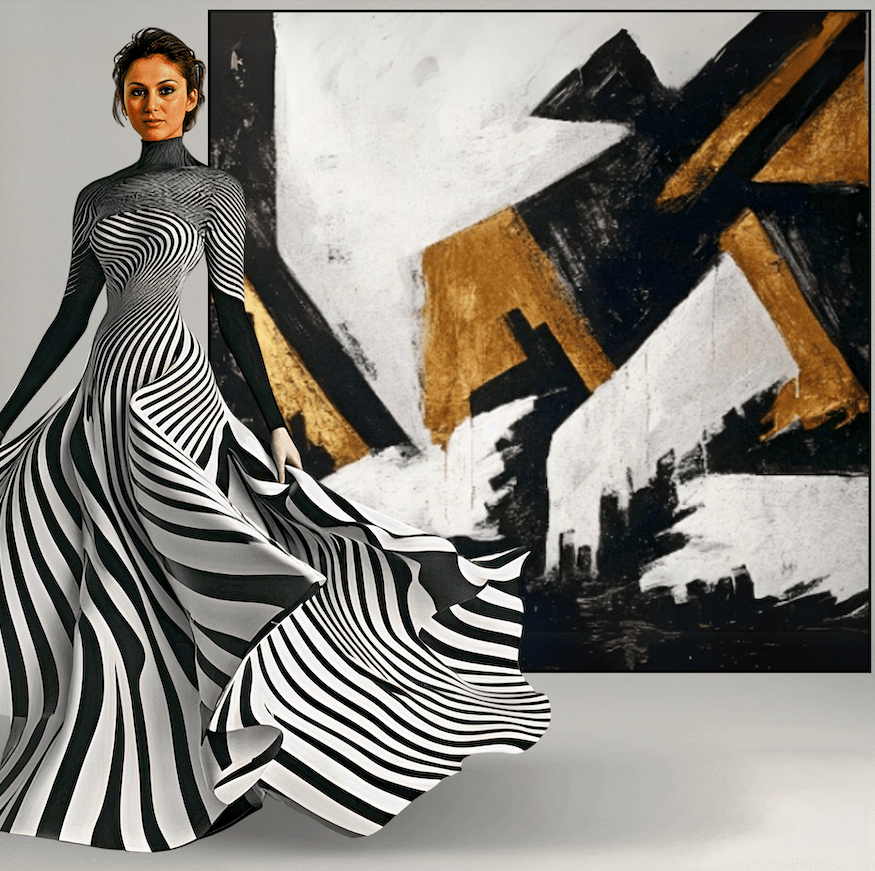 Canvas Print: "Golden Strikes" - Black and Gold Abstract Wall Art modern abstract canvas wall art by Rossetti Art – luxury interior design artwork for living room, bedroom, office – Abstract Black and Gold Wall Art black and gold art black and gold artwork