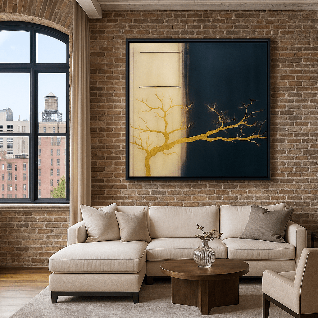 Canvas Print: Golden Tree – Minimalist Abstract Canvas Print | Luxury Wall Art by Chiara Rossetti modern abstract canvas wall art by Rossetti Art – luxury interior design artwork for living room, bedroom, office – abstract wall art canvas print art Chiara Rossetti